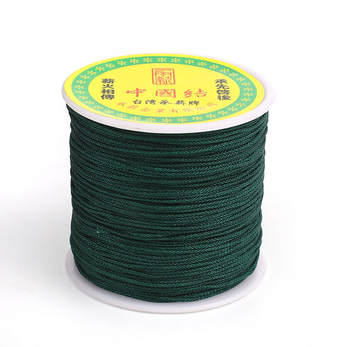 Picture of Polypropylene Fiber Chinese Knotting Cord Friendship Bracelet Cord Rope Dark Green 1mm, 1 Roll (Approx 100 Yards/Roll)