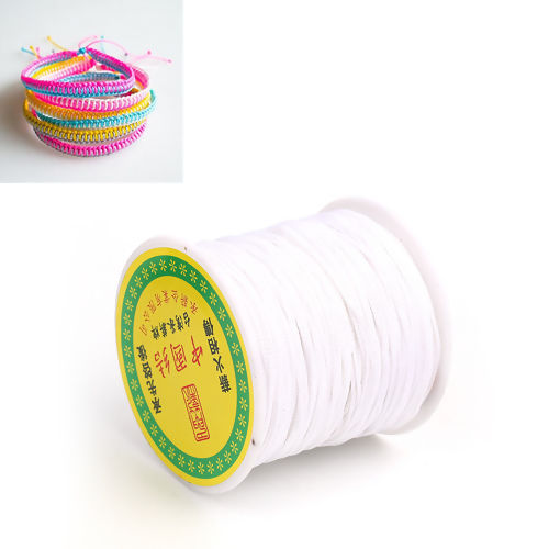 Picture of Polypropylene Fiber Chinese Knotting Cord Friendship Bracelet Cord Rope White 1mm, 1 Roll (Approx 100 Yards/Roll)