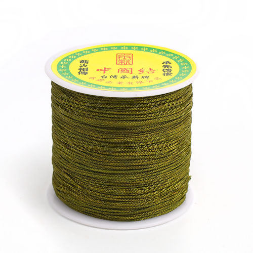 Picture of Polypropylene Fiber Chinese Knotting Cord Friendship Bracelet Cord Rope Olive Green 1mm, 1 Roll (Approx 100 Yards/Roll)