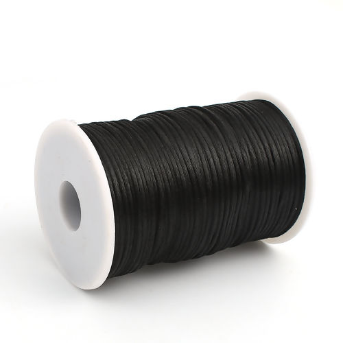Изображение Polyester Jewelry Cord Rope Black 2mm( 1/8"), 1 Roll (Approx 100 Yards/Roll)