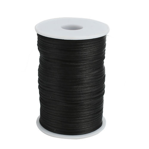 Image de Cordon en Polyester Noir 2mm, 1 Rouleau (Environ 100 Yards/Rouleau)