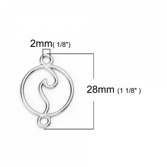 Immagine di Lega di Zinco Connettore Accessori Tondo Oro Placcato Onda Disegno 28mm x 20mm, 20 Pz