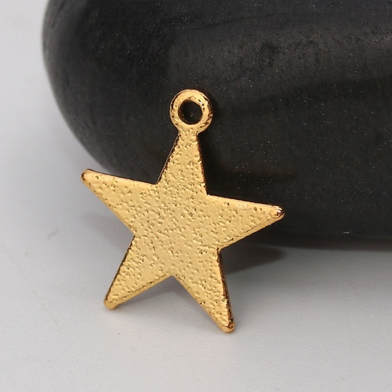 Imagen de Latón Colgantes Charms Estrellas de cinco puntos Argentado Polvo Estelar 14mm x 13mm, 10 Unidades