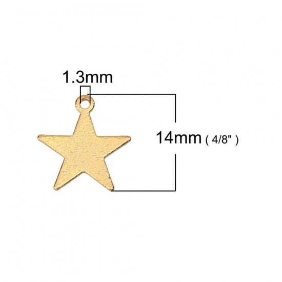 Imagen de Latón Colgantes Charms Estrellas de cinco puntos Argentado Polvo Estelar 14mm x 13mm, 10 Unidades