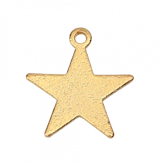 Imagen de Latón Colgantes Charms Estrellas de cinco puntos Argentado Polvo Estelar 14mm x 13mm, 10 Unidades