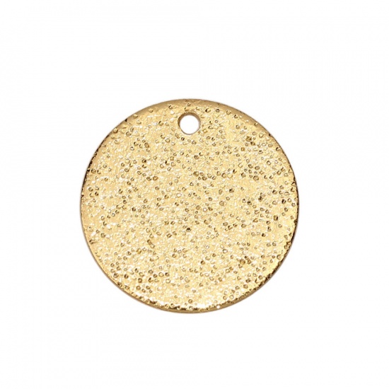 Immagine di Ottone Charms Tondo Oro Placcato Polvere di Stelle 12mm Dia., 10 Pz