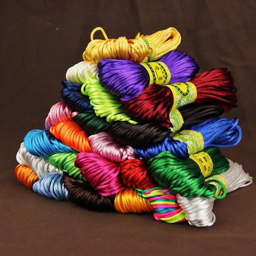 Picture of Polyester Chinese Knotting Cord Friendship Bracelet Jewelry Cord Rope Blue 2.5mm( 1/8"), 2 Bundles (Approx 20M/Bundle)