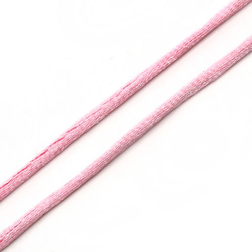 Picture of Polyester Chinese Knotting Cord Friendship Bracelet Jewelry Cord Rope Pink 2.5mm( 1/8"), 2 Bundles (Approx 20M/Bundle)