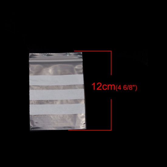 Изображение PVC Zip Lock Bags Rectangle Transparent Clear With Write-On Strips (Useable Space: 10.8x8cm) 12cm x8cm(4 6/8" x3 1/8"), 100 PCs