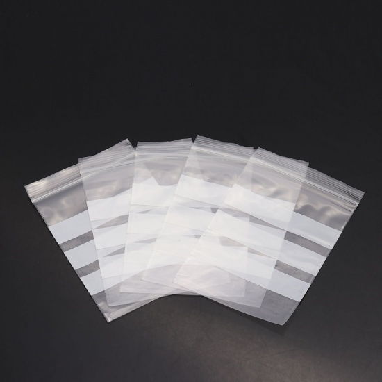Изображение PVC Zip Lock Bags Rectangle Transparent Clear With Write-On Strips (Useable Space: 10.8x8cm) 12cm x8cm(4 6/8" x3 1/8"), 100 PCs