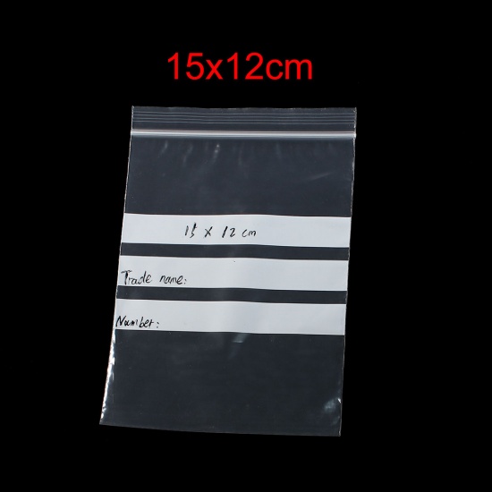 Bild von PVC Druckverschlussbeutel Rechteck Transparent Beschreibbar (Nutzraum: 15x12cm) 16.5cm x 12cm, 100 Stück