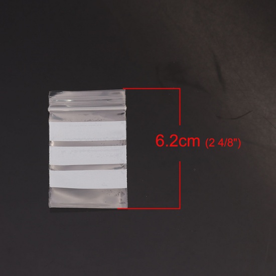 Immagine di PVC Bustine Sacchetti di Zip Chiusura a Cerniera Rettangolo Trasparente Con Strisce di Scrittura (Spazio utilizzabile: 5x4cm) 6.2cm x4cm, 300 Pz