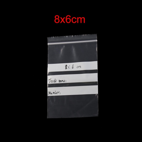 Изображение PVC Zip Lock Bags Rectangle Transparent Clear With Write-On Strips (Useable Space: 8x6cm) 9.4cm x6cm(3 6/8" x2 3/8"), 200 PCs