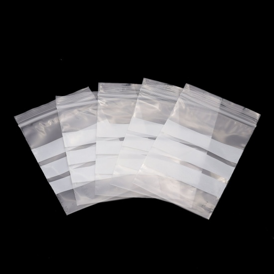 Picture of PVC Zip Lock Bags Rectangle Transparent Clear With Write-On Strips (Useable Space: 8x6cm) 9.4cm x6cm(3 6/8" x2 3/8"), 200 PCs