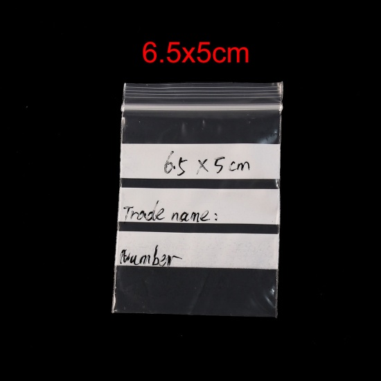 Immagine di PVC Bustine Sacchetti di Zip Chiusura a Cerniera Rettangolo Trasparente Con Strisce di Scrittura (Spazio utilizzabile: 6.5x5cm) 7.5cm x5cm, 200 Pz