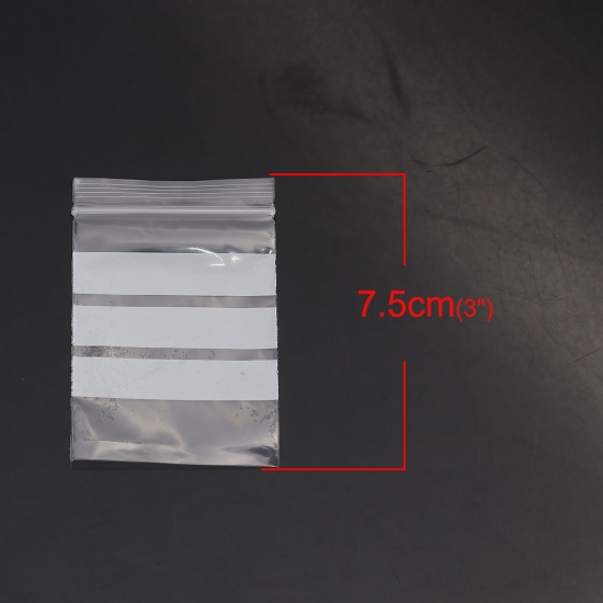 Изображение PVC Zip Lock Bags Rectangle Transparent Clear With Write-On Strips (Useable Space: 6.5x5cm) 7.5cm x5cm(3" x2"), 200 PCs