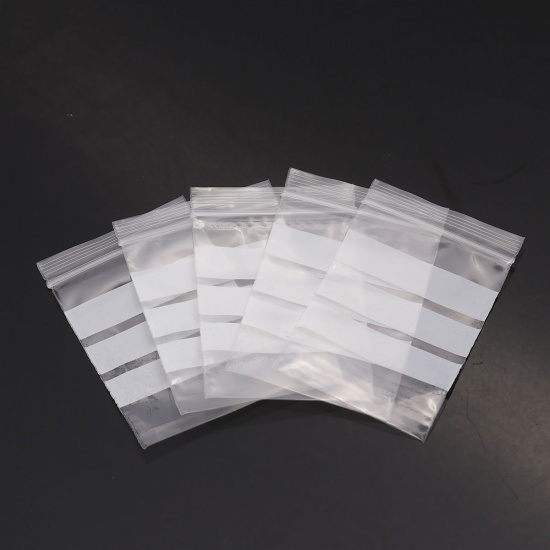 Изображение PVC Zip Lock Bags Rectangle Transparent Clear With Write-On Strips (Useable Space: 6.5x5cm) 7.5cm x5cm(3" x2"), 200 PCs
