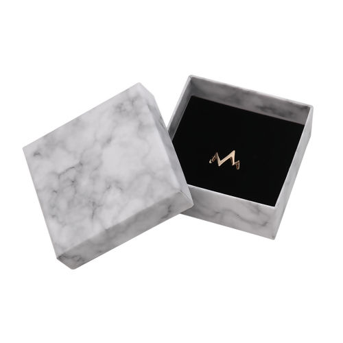 Picture of Paper & Sponge Jewelry Earrings Gift Boxes Square White 80mm(3 1/8") x 80mm(3 1/8") , 2 PCs