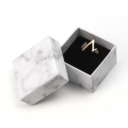 Picture of Paper & Sponge Jewelry Earrings Gift Boxes Square White 50mm(2") x 50mm(2") , 2 PCs