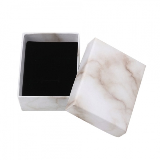 Picture of Paper & Sponge Jewelry Earrings Gift Boxes Square White 90mm(3 4/8") x 90mm(3 4/8") , 2 PCs