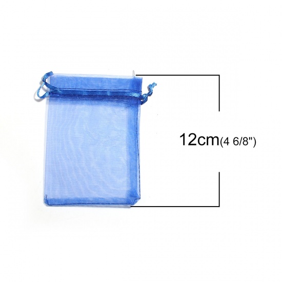 Picture of Wedding Gift Organza Jewelry Bags Drawstring Rectangle At Random (Usable Space: 9.5x9cm) 12cm(4 6/8") x 9cm(3 4/8"), 50 PCs