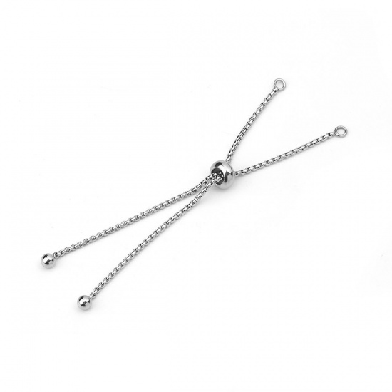 Picture of 304 Stainless Steel Adjustable Slider/Slide Extender Chain For Jewelry Bracelet Silver Tone 12cm(4 6/8") long, 1 Piece