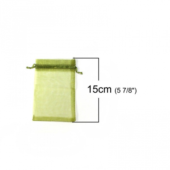 Picture of Wedding Gift Organza Jewelry Bags Drawstring Rectangle At Random Mixed (Usable Space: 13x10cm) 15cm(5 7/8") x 10cm(3 7/8"), 20 PCs
