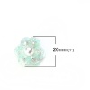 Picture of Plastic & Cotton Appliques Patches DIY Scrapbooking Craft Flower Green Imitation Pearl AB Color 26mm(1") x 24mm(1"), 5 PCs