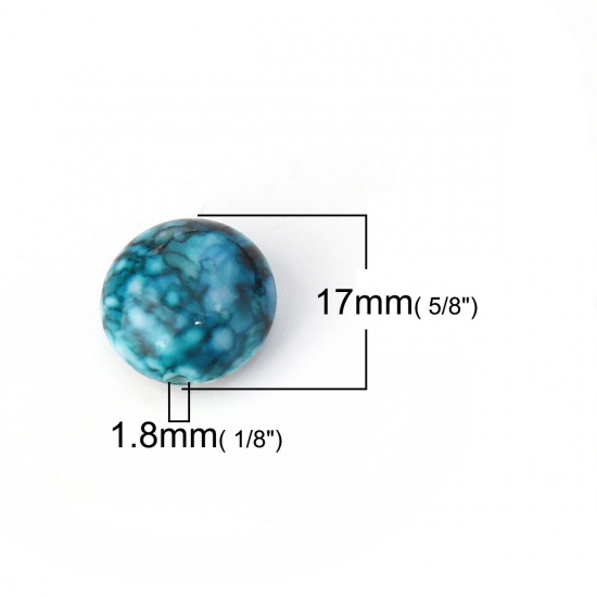 Picture of Acrylic Beads Round At Random Ink Spot Pattern About 17mm Dia, Hole: Approx 1.8mm, 50 PCs