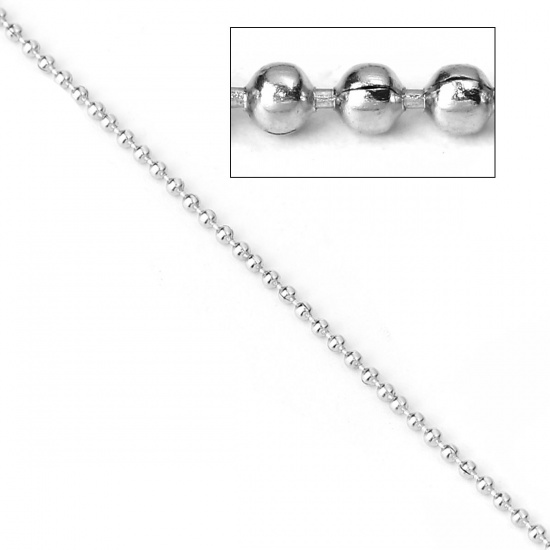 Picture of Iron Based Alloy Ball Chain Findings Silver Tone 1.5mm, 10 M