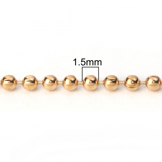 Picture of Iron Based Alloy Ball Chain Findings KC Gold Plated 1.5mm, 10 M