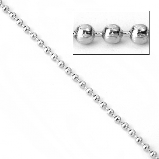 Picture of Iron Based Alloy Ball Chain Findings Silver Tone 2mm( 1/8"), 10 M