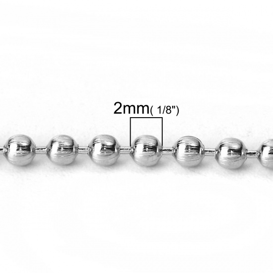 Bild von Eisenlegierung Kugelkette Kette Silberfarbe 2mm, 10 Meter