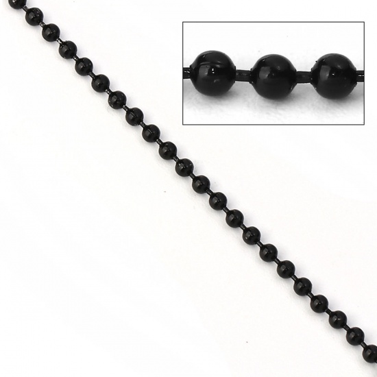 Picture of Iron Based Alloy Ball Chain Findings Black 2mm( 1/8"), 10 M