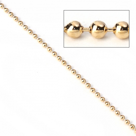 Picture of Iron Based Alloy Ball Chain Findings KC Gold Plated 2mm( 1/8"), 10 M