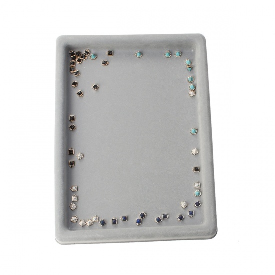 Picture of Plastic Beading Board Tray Bead Trays Stringing Design Boards for Creating Bracelets, Necklaces and Jewelry Rectangle Gray 27cm(10 5/8") x 20cm(7 7/8"), 2 PCs