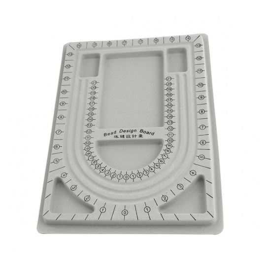 Picture of Plastic Beading Board Tray Bead Trays Stringing Design Boards for Creating Bracelets, Necklaces and Jewelry Rectangle Gray 32.7cm(12 7/8") x 24cm(9 4/8"), 1 Piece