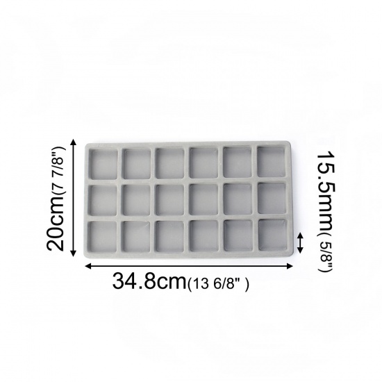 Picture of Plastic Beading Board Tray Bead Trays Stringing Design Boards for Creating Bracelets, Necklaces and Jewelry Rectangle Gray 34.8cm(13 6/8") x 20cm(7 7/8"), 1 Piece