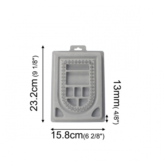 Picture of Plastic Beading Board Tray Bead Trays Stringing Design Boards for Creating Bracelets, Necklaces and Jewelry Rectangle Gray 23.2cm(9 1/8") x 15.8cm(6 2/8"), 1 Piece