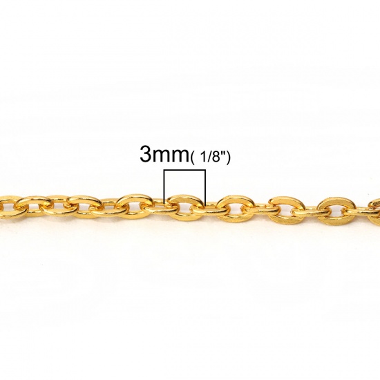 Immagine di Lega di Ferro Chiuso Cavo Catena Accessori Oro Placcato 3x2.2mm, 10 M