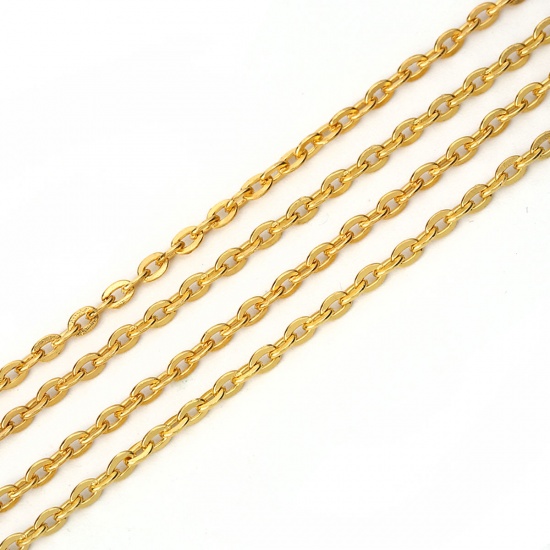 Picture of Iron Based Alloy Soldered Link Cable Chain Findings Gold Plated 3x2.2mm( 1/8" x 1/8"), 10 M