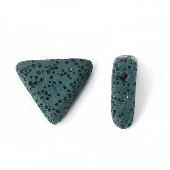 Immagine di Pietra Lavica ( Naturale ) Perline Triangolo Marrone Come 19mm x 17mm, Foro: Circa 1.5mm, 5 Pz