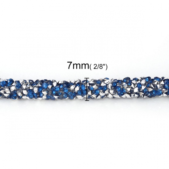 Bild von PVC Schnur Blau Mit Hotfix Strass 7mm, 2 Meter