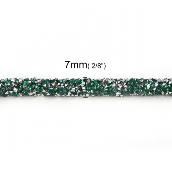 Bild von PVC Schnur Grün Mit Hotfix Strass 7mm, 2 Meter