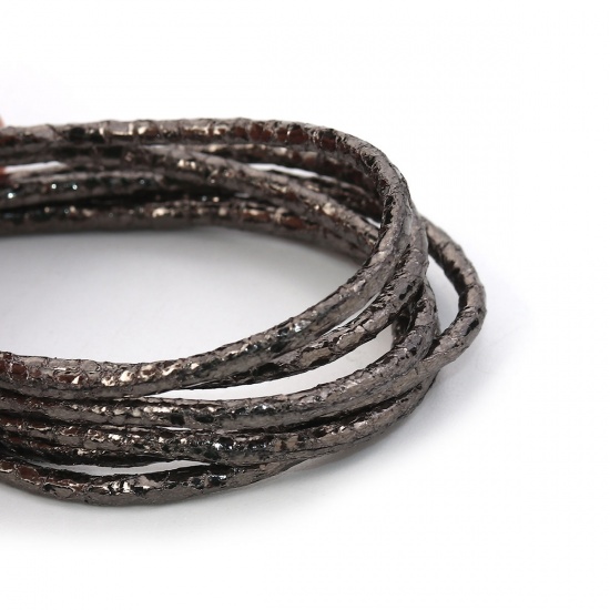 Picture of PU Leather Jewelry Cord Rope Dark Gray 2mm( 1/8"), 5 M