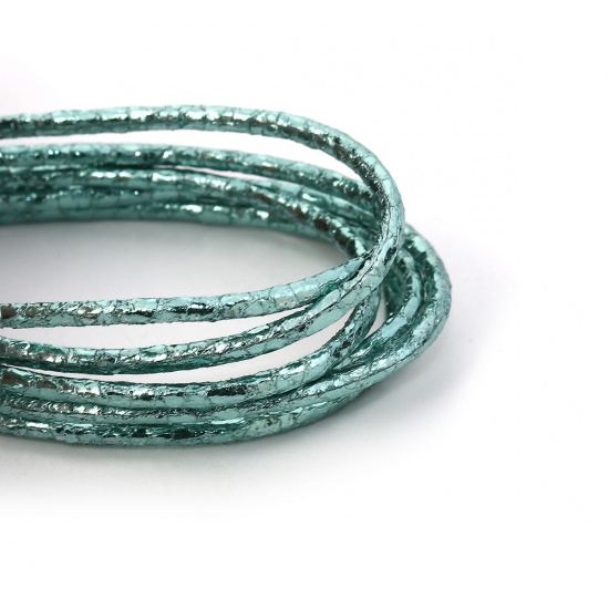 Picture of PU Leather Jewelry Cord Rope Green Blue 2mm( 1/8"), 5 M