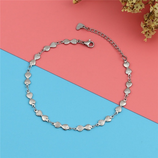 Picture of 304 Stainless Steel Anklet Silver Tone Star 23cm(9") long, 1 Piece