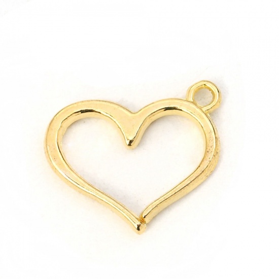 Picture of Zinc Based Alloy Charms Heart Silver Tone 16mm( 5/8") x 13mm( 4/8"), 50 PCs