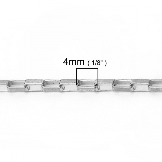 Immagine di Lega di Ferro Rettangolo Cavo Catena Accessori Tono Argento 4x2mm, 3 M