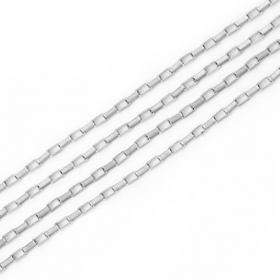 Picture of Iron Based Alloy Link Cable Chain Findings Silver Tone Rectangle 4x2mm( 1/8" x 1/8"), 3 M